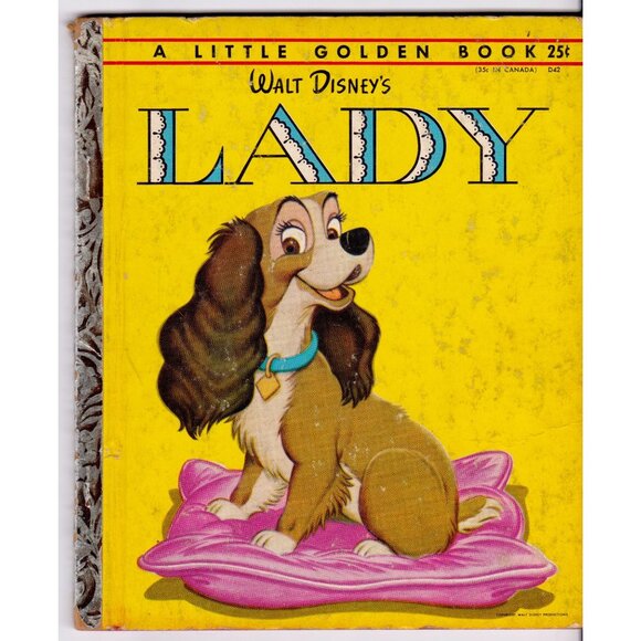 Walt Disneys Lady Little Golden Book 1954 D42 25¢ Cover Lady & the Tramp Tie-In - Picture 1 of 5